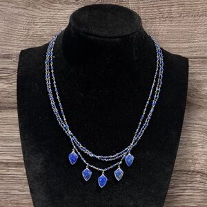 Handcrafted Blue Lapis Triple Strand Necklace